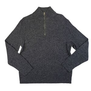J. Crew Men's Gray Wool Blend Quarter Zip Size Large Sweater Winter Outdoor
